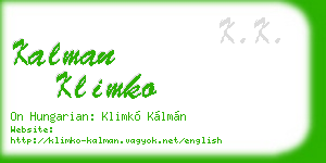 kalman klimko business card